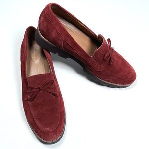 Clarks Womans Loafers Red Brown Suede Loafers Flats Size 10